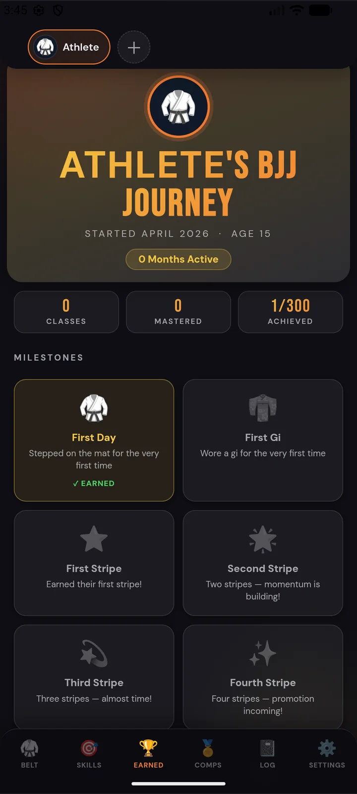 Achievements screen