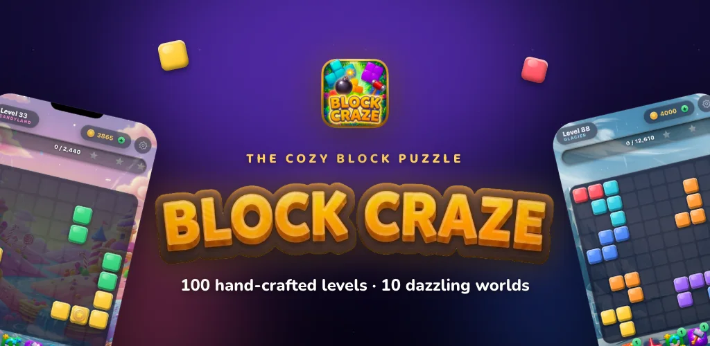 The cozy block puzzle: 100 hand-crafted levels, 10 dazzling worlds