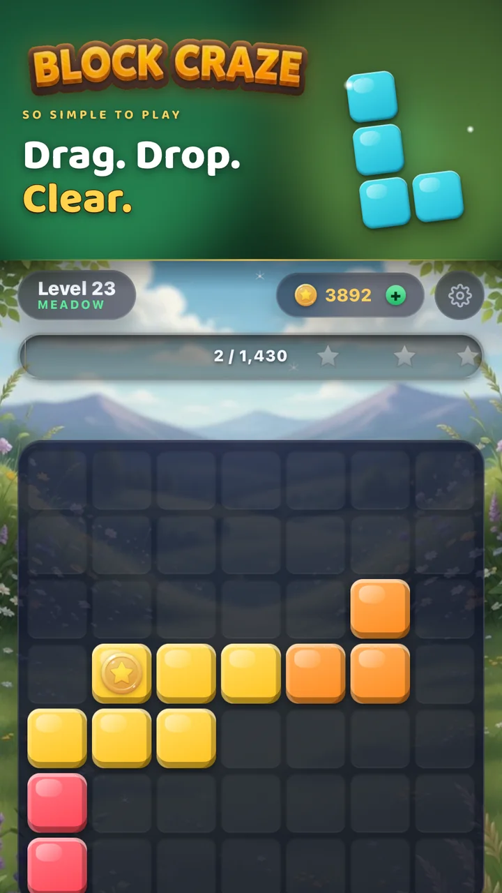 Drag and drop blocks to clear the grid